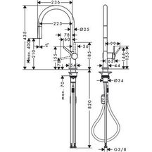 Mitigeur de cuisine Talis M54 210 1 jet avec douchette extractible noir mat Réf. 72802670