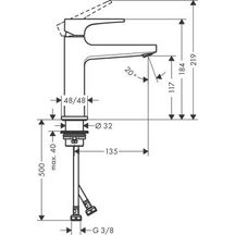 Mitigeur de lavabo HG Metropol 110 poignée manette Réf. 32507000