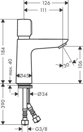 Mitigeur de lavabo 110 Talis E temporisé avec réglage de température Chromé Réf. 71718000