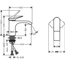 Mitigeur de lavabo VIVENIS 80 sans tirette ni vidage Chromé Réf. 75012000