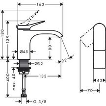 Robinet de lave-mains VIVENIS 80 eau froide sans tirette ni vidage Chromé Réf. 75013000