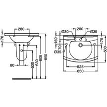 Lavabo MATURA 65 x 50 cm en grès sans trop-plein, blanc Réf. P136201