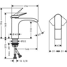 Mitigeur de lavabo VIVENIS 110 sans tirette ni vidage Chromé Réf. 75022000