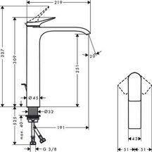 Mitigeur de lavabo VIVENIS 250 bec haut avec tirette et vidage Chromé Réf. 75040000