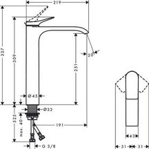 Mitigeur de lavabo VIVENIS 250  bec haut sans tirette ni vidage Noir mat Réf. 75042670