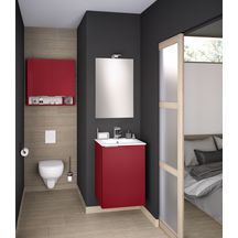 Ensemble meuble KUB avec porte 50 miroir KUBPM50 rouge mat Réf. KUBPM50154