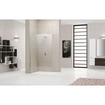 Paroi de douche GIADA H, 98 cm extensible jusqu'à 100 cm, fixe, réversible, en verre transparent et profilé chromé Réf. GIADAH100-1K