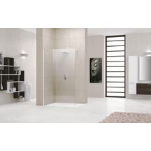 Paroi de douche GIADA H, 98 cm extensible jusqu'à 100 cm, fixe, réversible, en verre transparent et profilé blanc Réf. GIADAH100-1A