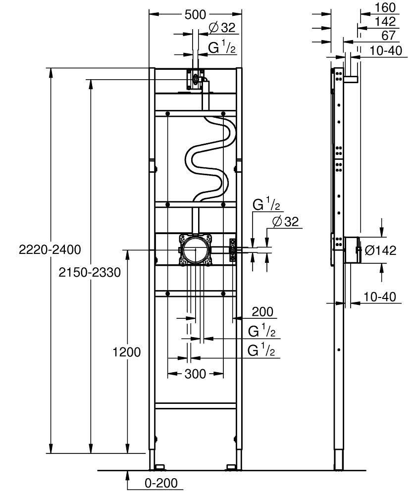 Kit d'encastrement Rapido Bâti-Douche Mono pré-assemblé avec box d'encastrement inclus Réf. 1057619990