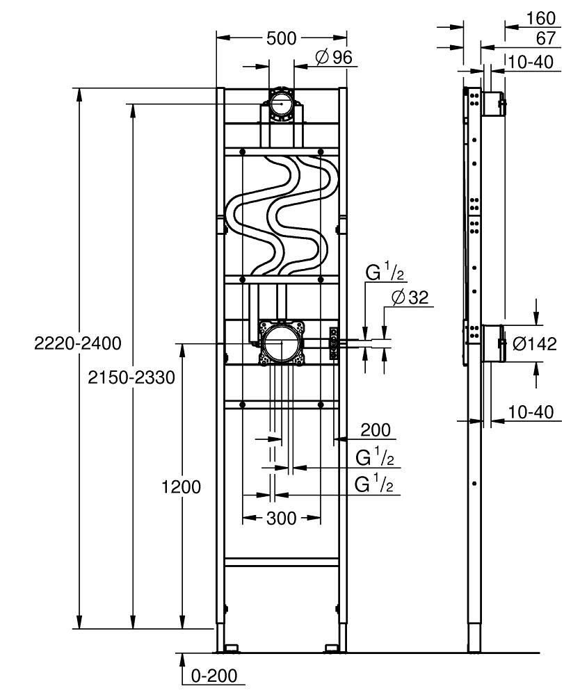 Kit d'encastrement Rapido Bâti-Douche Duo pré-assemblé avec box d'encastrement inclus Réf. 105762990