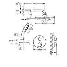 Pack façade pour douche encastrée Mono avec Tempesta 250 / Grohtherm Chromé réf. 1039960000