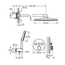 Pack façade pour douche encastrée Duo avec Rainshower SmartActive 310 / Grohtherm SC Chromé réf. 103997000