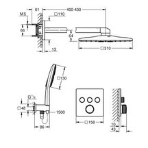 Pack façade pour douche encastrée Duo Rainshower SmartActive 310 Cube / Grohtherm SC Chromé réf. 103998000