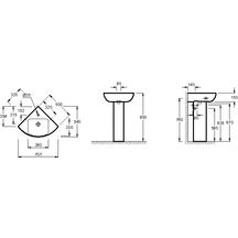 Lavabo d'angle ODEON UP 50 x 50 cm percé 1 trou blanc Réf. E4710-00