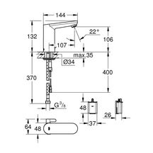 Mitigeur lavabo infrarouge avec limiteur de température ajustable Eurosmart Cosmopolitan E Chromé 36327001