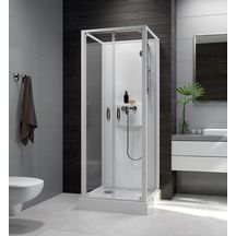 Cabine de douche IZI BOX 2 carrée 90 cm portes battantes milieu de mur en verre transparent Réf. L11IZBBM090