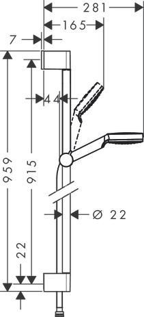 Set de douche  Crometta 1jet avec barre Unica'Croma 90 cm Blanc/Chromé Réf. 26537400