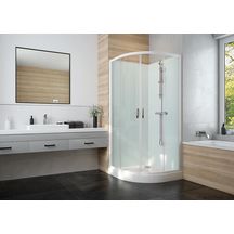 Cabine de douche IZIGLASS 2 coulissante 1/4 rond 80 cm en verre transparent Réf. L11IZQ0080