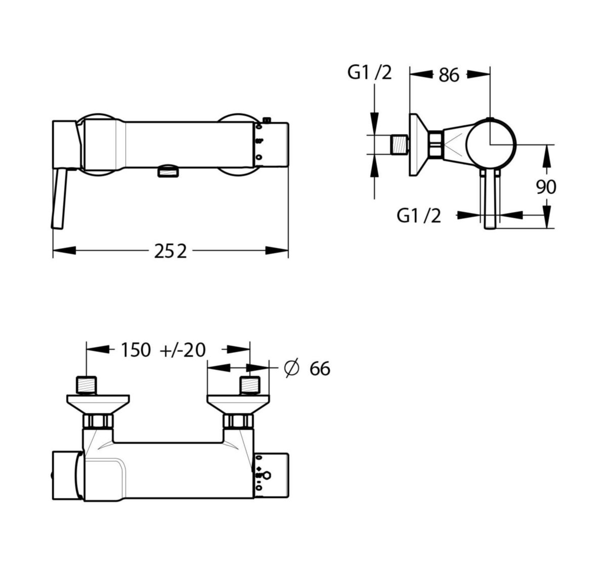 Mitigeur thermostatique de douche hospitalier Mastermix réf. 75112