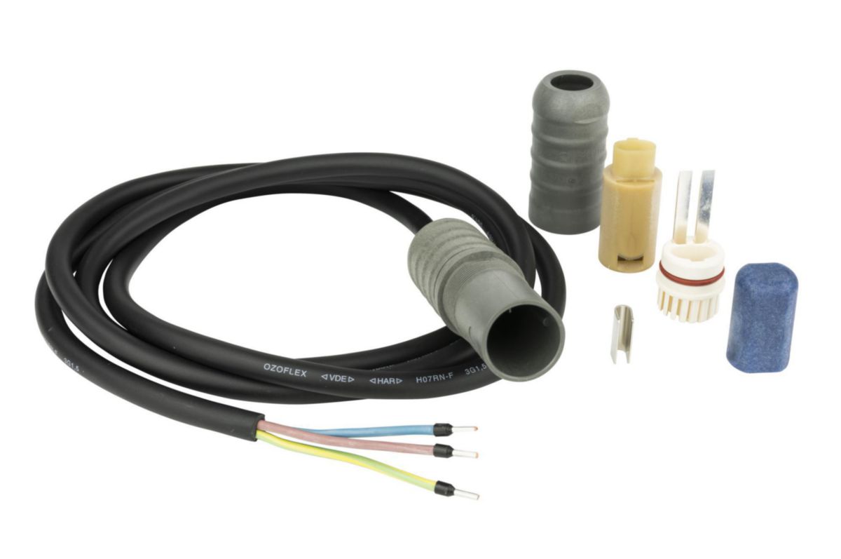 Kit connecto type S, raccordement électrique avec 1,5m de câble 3x1 ,5mm², terminaison gel diamètre 12 mm, longueur 45 mm 088L0416