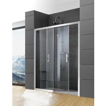 Paroi de douche JAZZ + face coulissante 2 vantaux 120 cm sans seuil en verre transparent argent mat Réf. L13JPCS12030