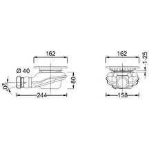 Bonde-siphon sortie horizontale D90mm capot carré chromé réf E78260CP