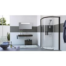 1/4 rond Classics 2 EasyEntry Portes coulissantes Couleur: Black Edition Verre : clair 1185 - 1210 / 1185 - 1210 Hauteur : 2000 mm