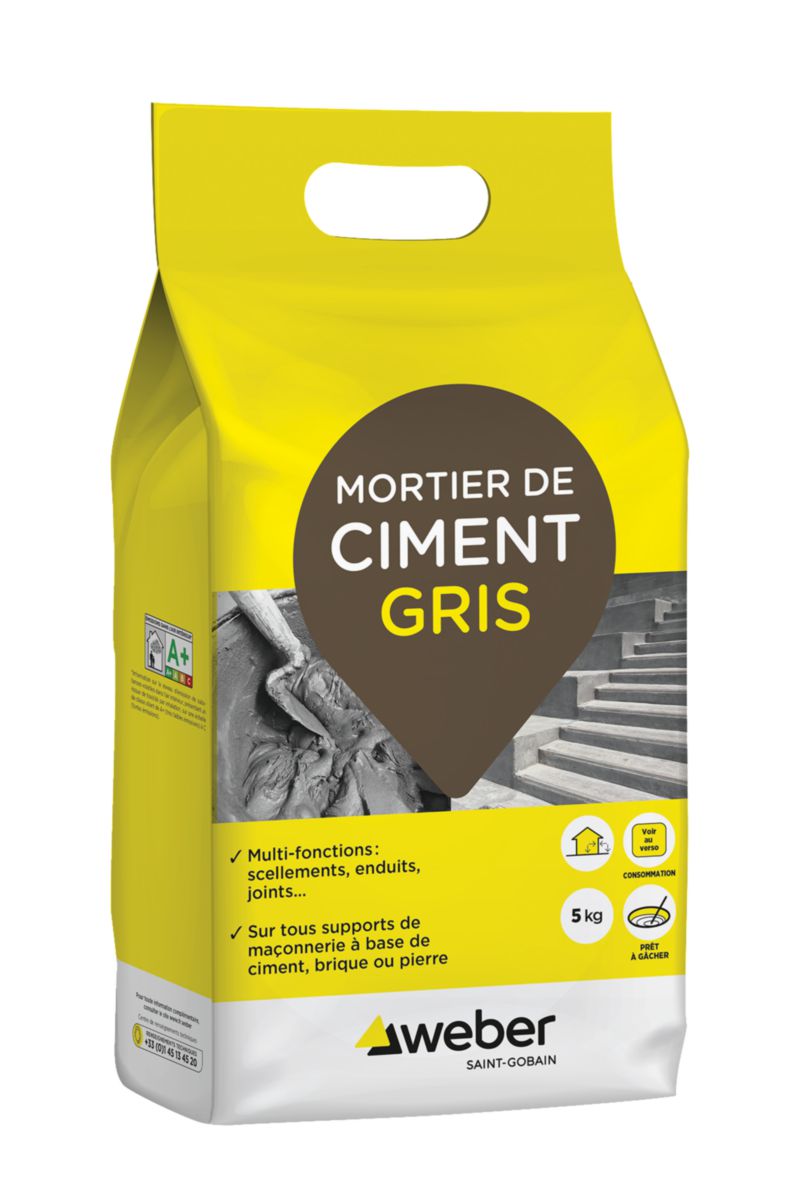 Mortier de ciment pour travaux courants de maçonnerie CIMENT GRIS sac de 5 kg Réf. 11102070