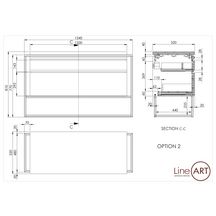 Caisson BELT 2 tiroirs L120xP52xH55 cm + plan en chêne épaisseur 4cm pour 1 ou 2 vasques Réf. 5.10.010