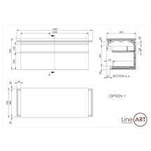 Caisson BELT 2 tiroirs L120xP52xH55 cm + plan en chêne épaisseur 4cm pour 1 ou 2 vasques Réf. 5.10.010