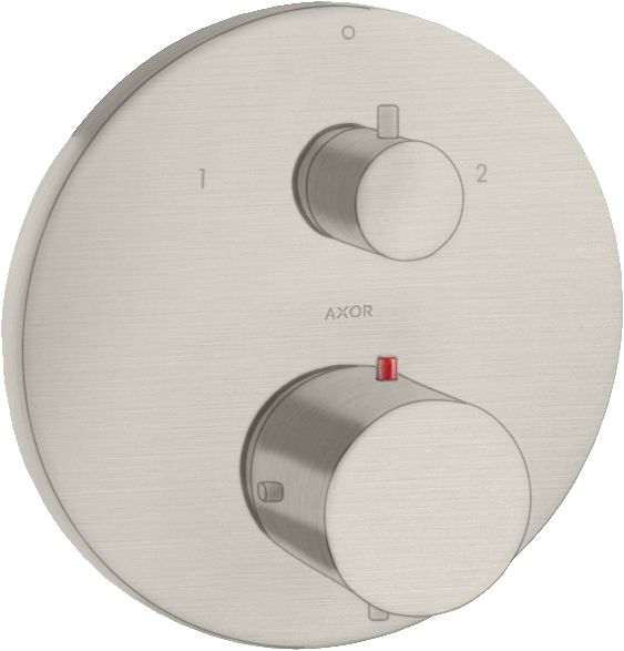 AXOR Starck Thermostatique encastré avec robinet d'arrêt/inverseur, Aspect acier inoxydable