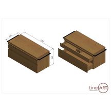 Caisson BELT 2 tiroirs L120xP52xH55 cm + plan en chêne épaisseur 4cm pour 1 ou 2 vasques Réf. 5.10.010