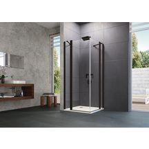 Paroi de douche en verre Design PURE porte battante avec segment fixe noir Réf. 8P0705123322