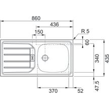 Evier à encastrer inox 1 cuve un égouttoir LUX réf. 687021