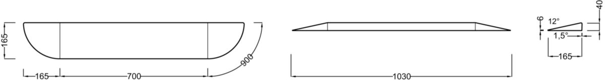 Rampe d'accès pour receveur FLIGHT, pour personnes à mobilité réduite, en acrylique renforcé béton de résine, blanc Réf. E62499-00