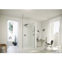 Paroi Walk-In SolvaPro avec cadre partiel Carré, argent brillant, verre clair 8 mm, L98.5 - 100 H200 cm, Fixation à gauche réf : 7T2204092322