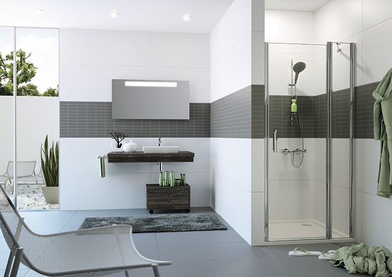 Paroi de douche Classics 2 porte battante avec segment fixe montage en niche réversible 105 x 11 x 211 Réf. C23205069322