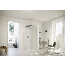 Porte saloon pour paroi latérale SolvaPro avec cadre partiel Carré, argent brillant, verre clair 8 mm, L97.5 - 100.5 H200 cm réf : 7T0903092322