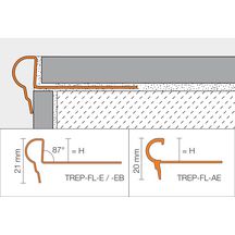 Profilé escalier Trep FL125AE Schlüter Systems aluminium naturel anodisé mat H. 12,5 mm x L. 2,5 m