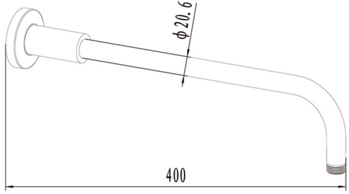 Bras de fixation mural Alterna D 20,6 mm, L 400 mm, laiton chromé