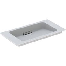 Lavabo pour meuble Geberit ONE sortie horizontale, compact, 75x40cm, sans trou de robinetterie, trop-plein dissimulé, blanc, KeraTect, chromé brossé Réf. 500.391.01.2