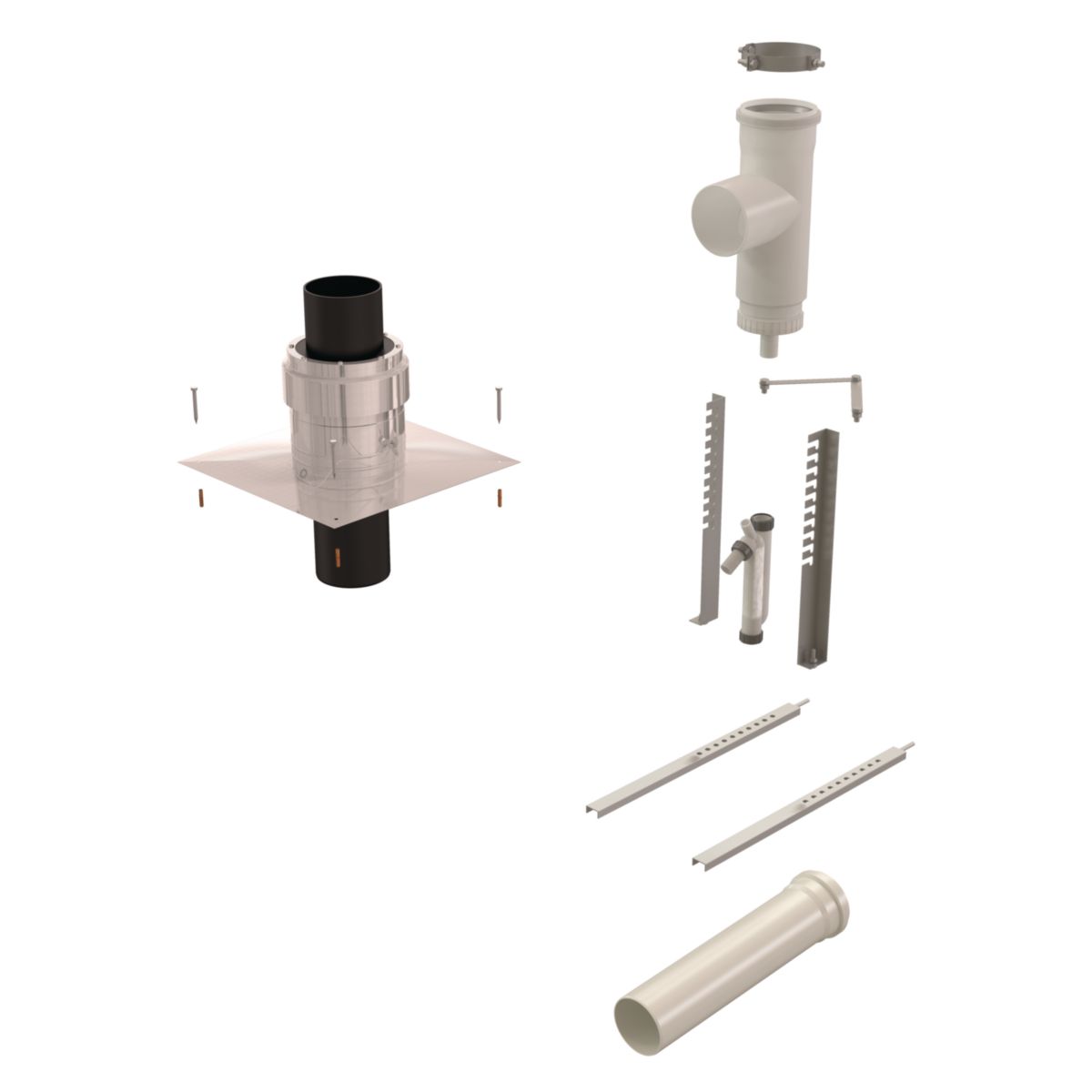 Kit B22-B23 Chemilux Condensation diamètre 250mm pour installation en entrée murale avec conduit rigide, inox.