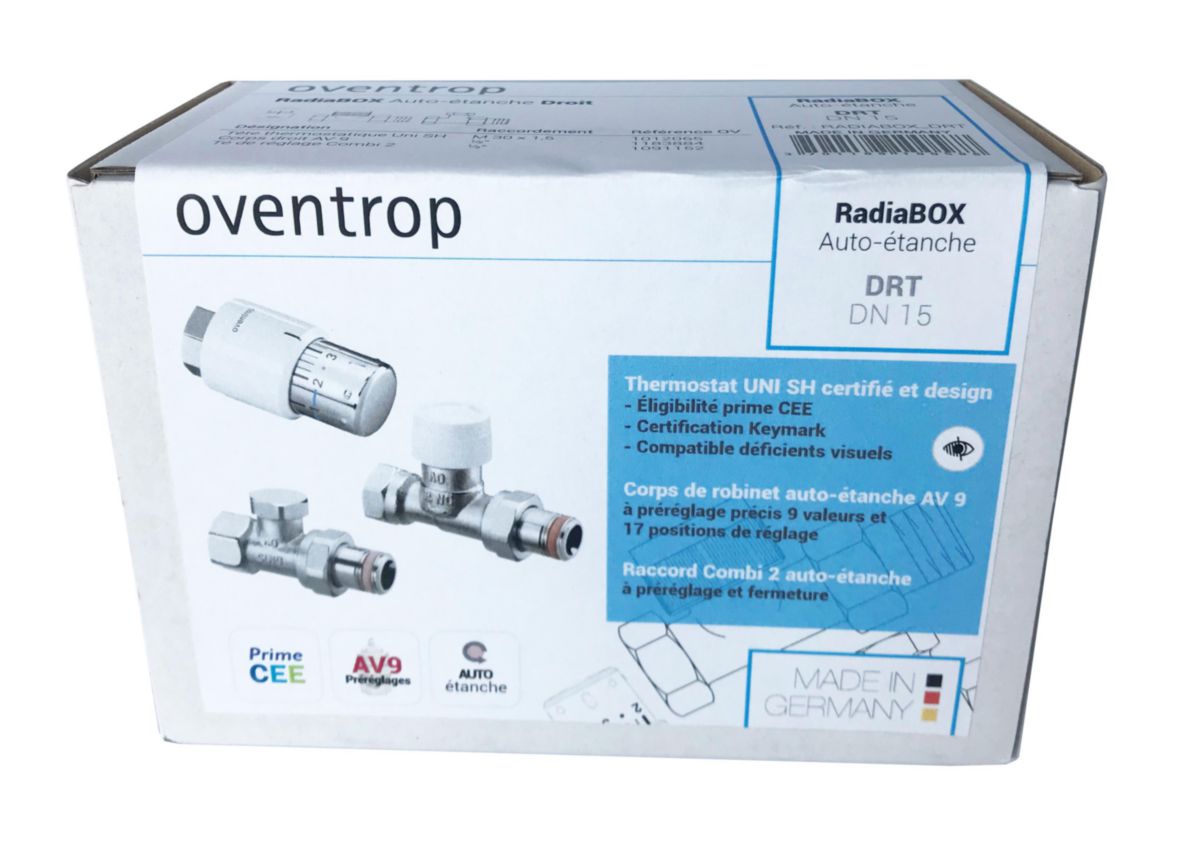 Ensemble thermostatique AV9 auto-étanche RadiaBox droit Réf. RADIABOX_DRT