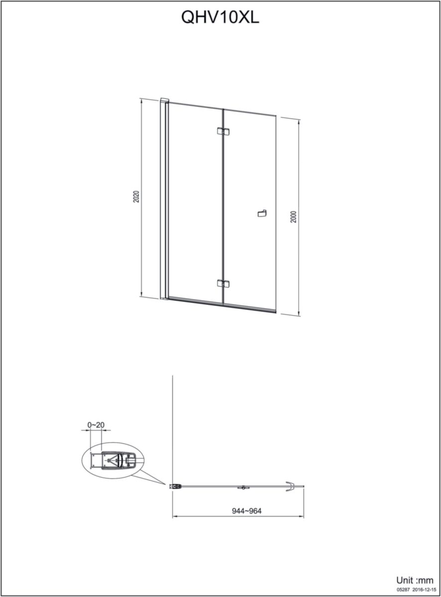 Paroi de douche Alterna Domino pivotante pliante, côté gauche, L 100 x H 200 cm, verre transparent, profilé chromé