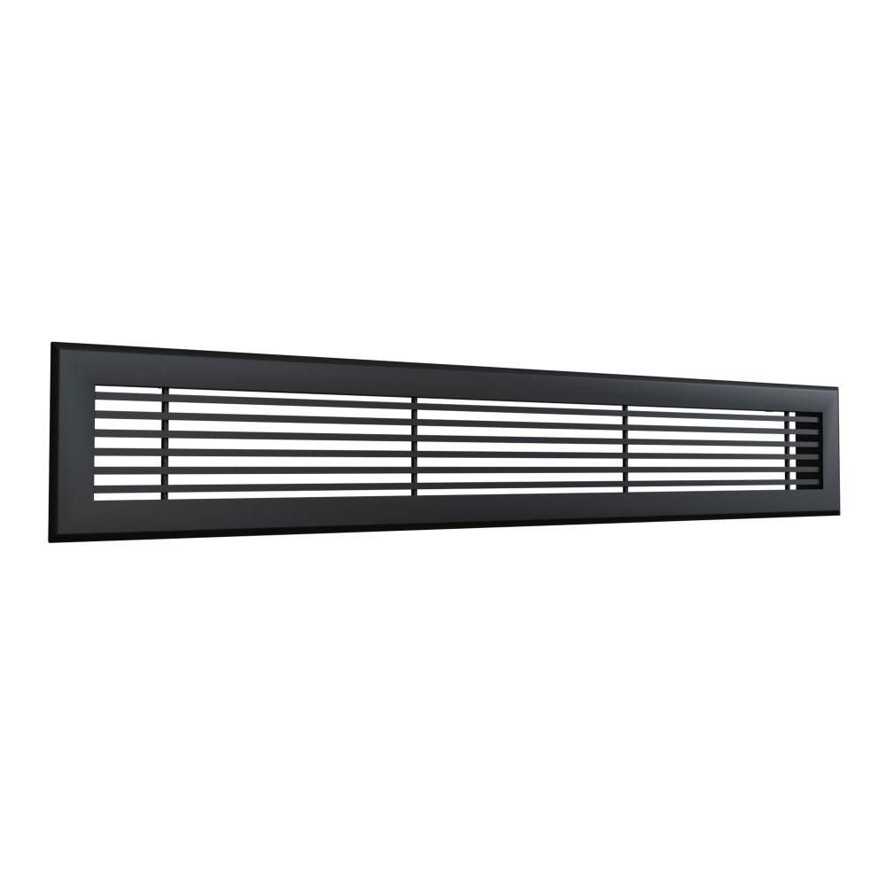 Grille de soufflage linéaire de 800x150 mm en aluminium Noir mat