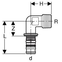 Coude mixte 90° m3/4 D26 Réf 613.253.00.5