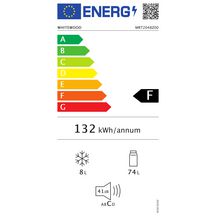 Réfrigérateur 2*, 84L (81L net), compartiment freeze, dégivrage semi-automatique, porte réversible, puissance : 83 Watts.