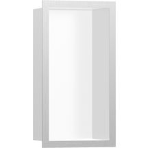 hansgrohe XtraStoris Individual Niche murale 300/150/100 blanc mat avec cadre design, Acier inoxydable brossé