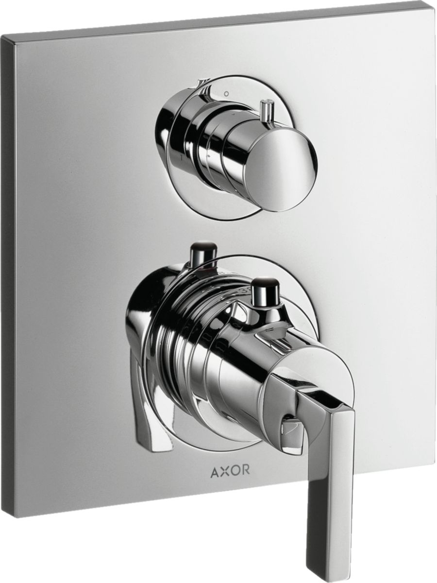 Set de finition Axor CITTERIO pour mitigeur thermostatique encastré avec robinet d'arrêt/inverseur et poignée manette, chromé réf. 39720000