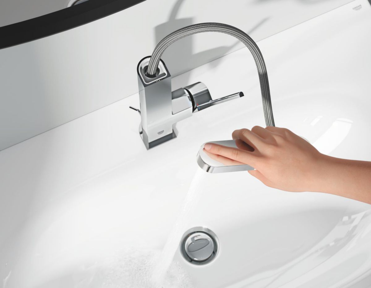 Mitigeur Lavabo GROHE Plus Taille L bec extractible avec tirette et vidage  Chromé réf. 23843003